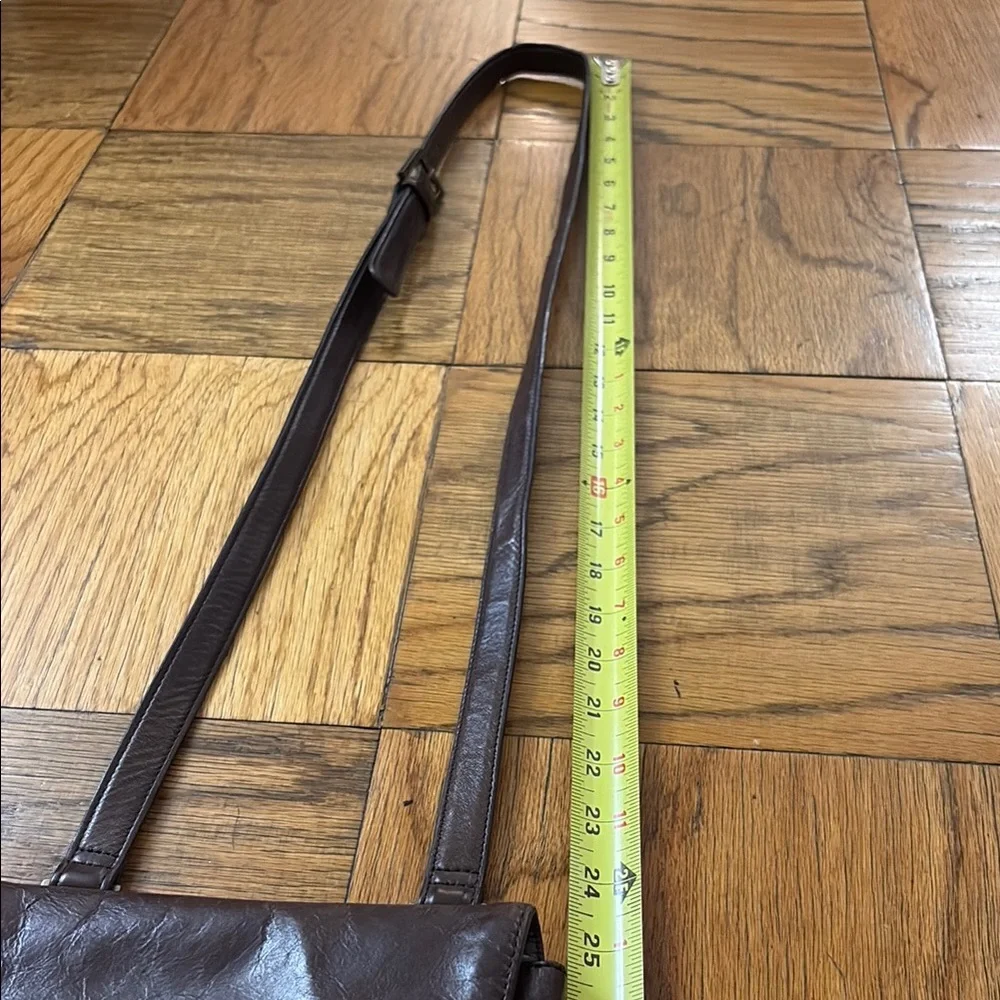 HOBO Brown Leather Messenger Bag with Minimalist Flap Design